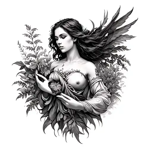 A Powerful Female Figure Embodying The Spirit Of Nature And Agriculture
