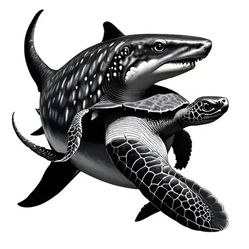 Elegant Whale Shark And Turtle On Spine