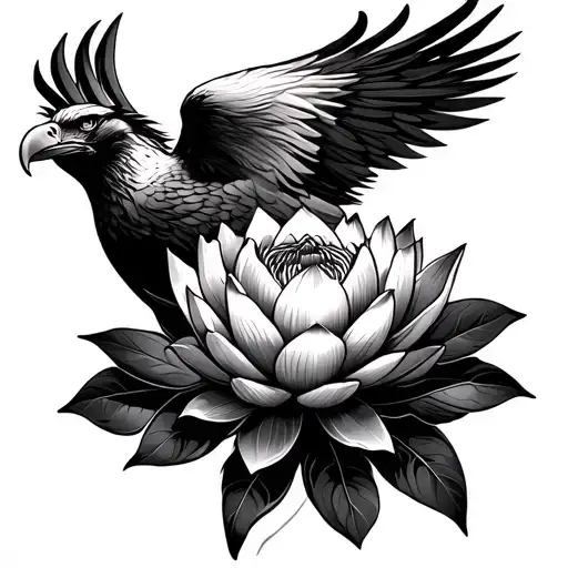 Lotus Flower With And Eagle
