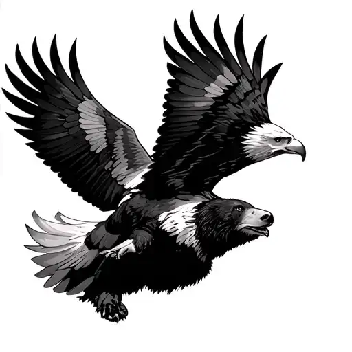 Eagle Flying Over Bear
