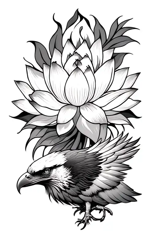 Lotus Flower With And Eagle