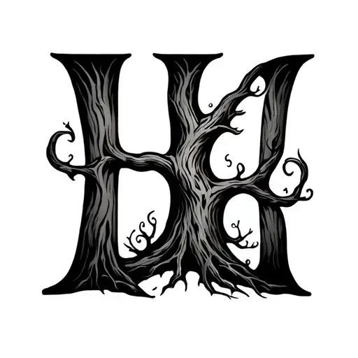 Tree Of Life Shaped Like The Letter H In Cursive Writing