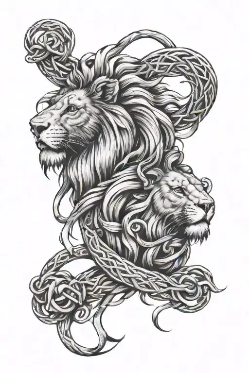 Lion And Dara Knot Intertwined