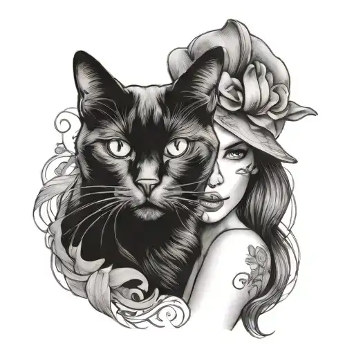 Woman With Black Cat