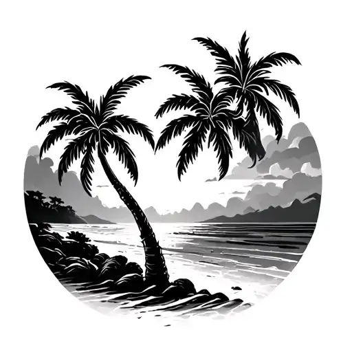 Celtic Beach Scene With Palm Trees