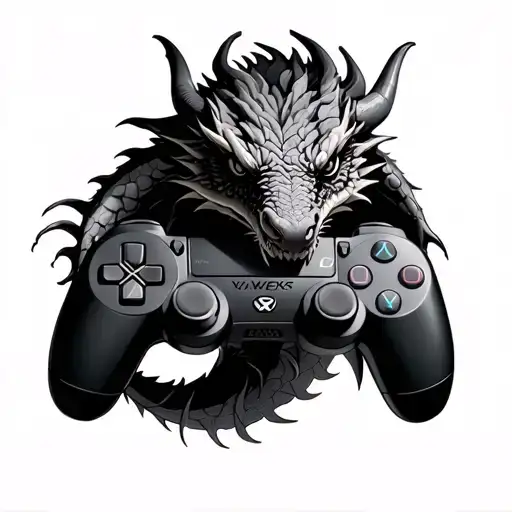 Dragon Playing A Playstation Controller