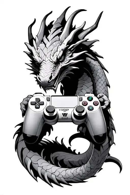 Dragon Playing A Playstation Controller