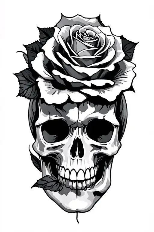 Skull Roses Intertwined