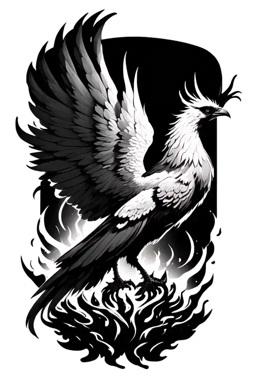 Phoenix Rising From The Ashes Symbolizing Rebirth