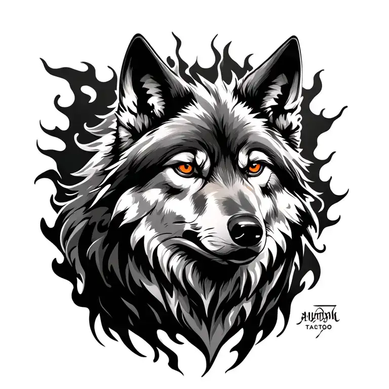 Wolf With Flaming Eyes And Dark Aura