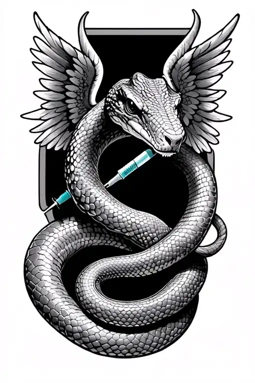 Snake Animal With Wings Syringe With Insulin Description Diabet Type 1