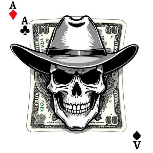 Cowboy Skull Money Poker Cards