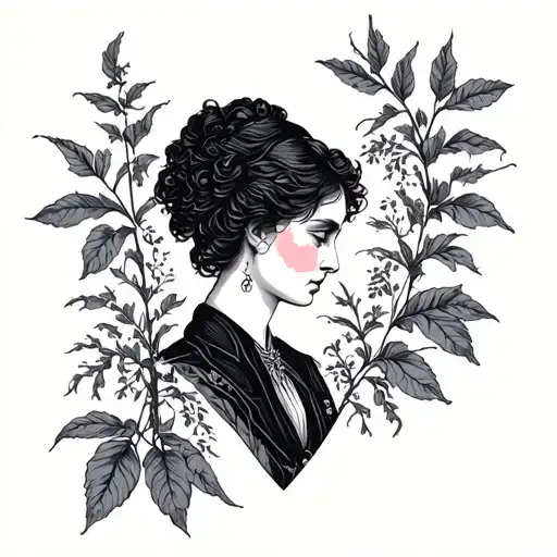 Pride And Prejudice Black And Grey Neo Traditional Tattoo With Plants
