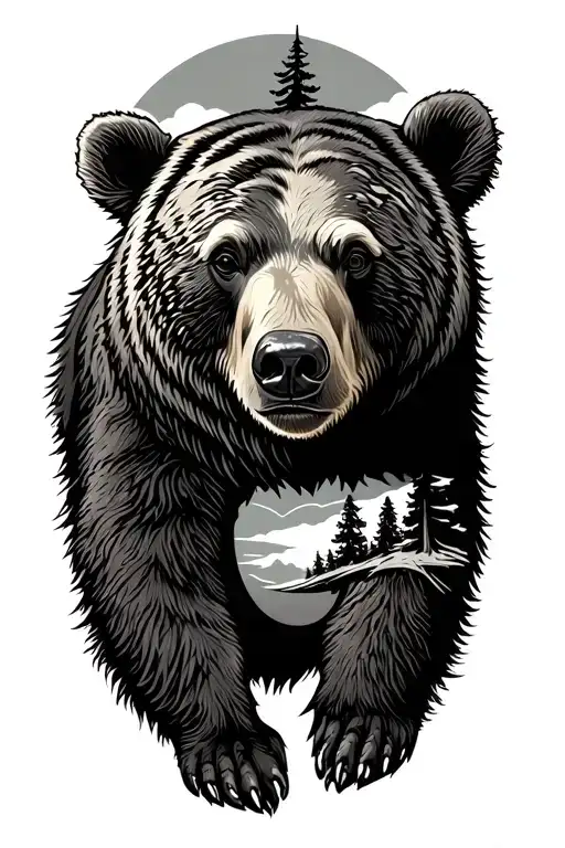 California Bear And Forest Trees