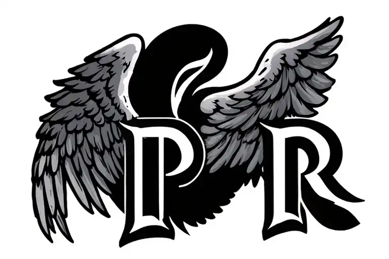 Angel Wings With Letters P F R