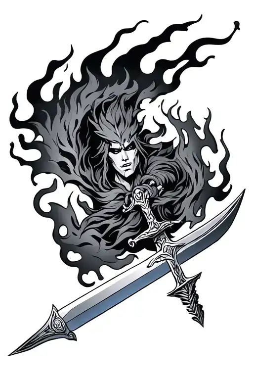 Cherebum And Flaming Sword Surrounded