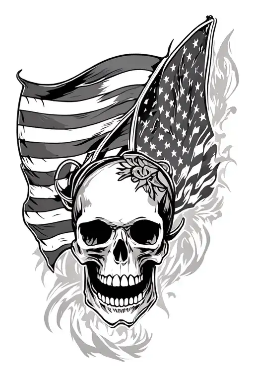 Dirtbike Skull And American Flag