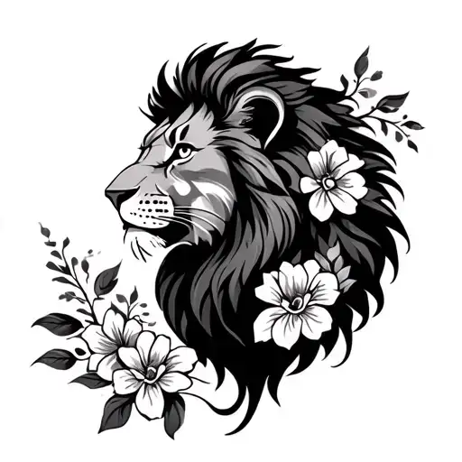 Lion With Flowers