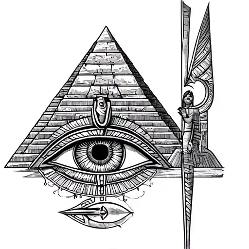Egyptian Gods Over A Pyramid And The Eye Of Horus