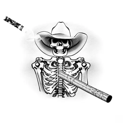 Skeleton Cowboy Smoking Joint
