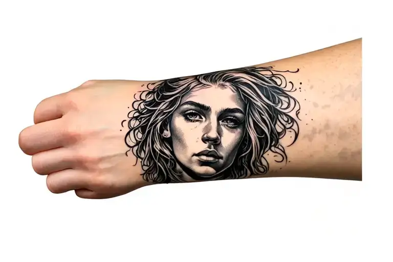 5 Euros Portrait Tattoo On Forearm Band