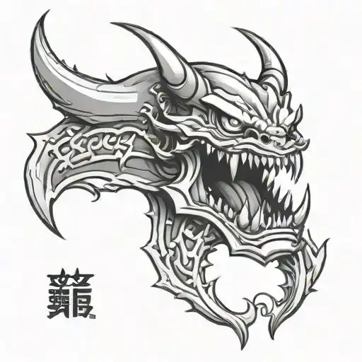 Only Demon Open Jaw In Anime Style