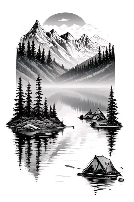 Outdoors Fishing Camping Lakes Mountains