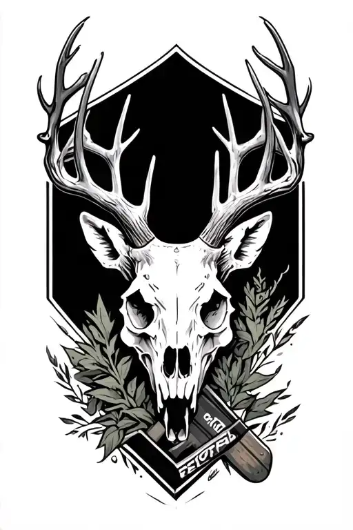 Hockey Player And Deer Skull