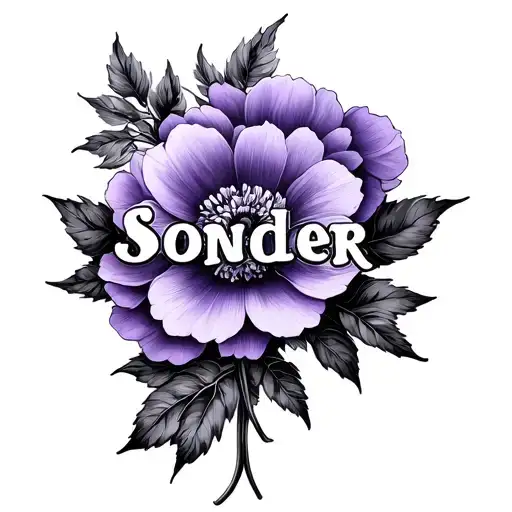 Sonder Word With Violet Flower Intertwined