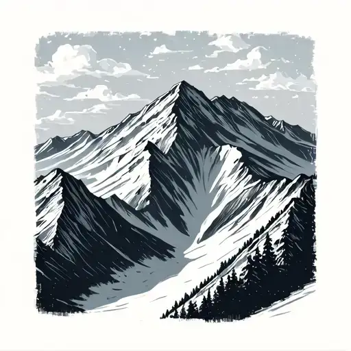 Winter Mountain Range Silhouette