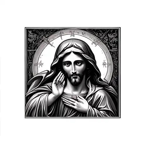 Healing Tadeo With Christ And The Virgin