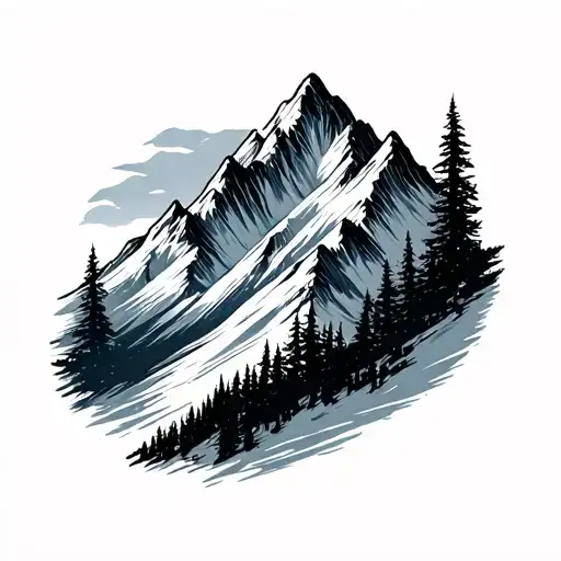Winter Mountain Range Silhouette