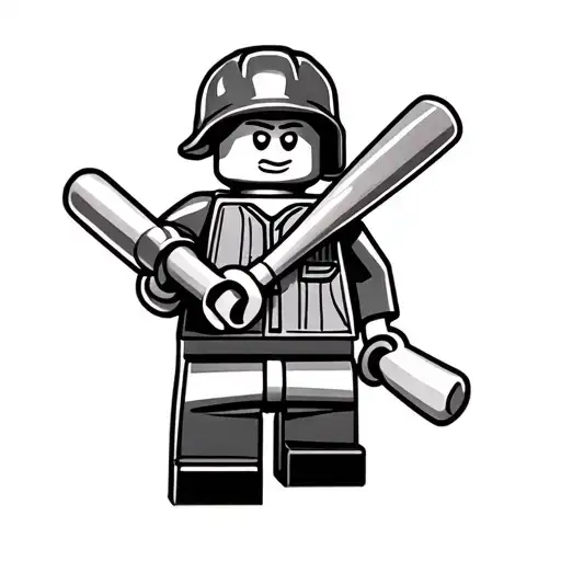 Lego Man Holding A Baseball Bat