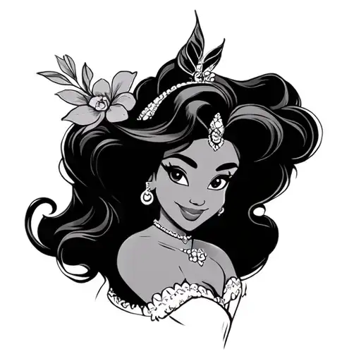 Disney Tiana Pinup Tattooed Hand Holding