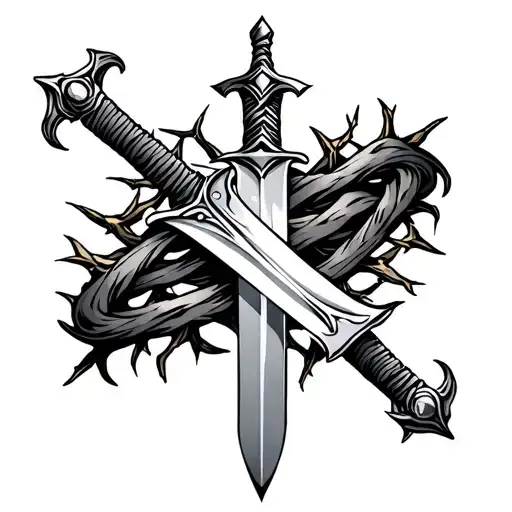 Sword Intertwined With Thorns Wrapping