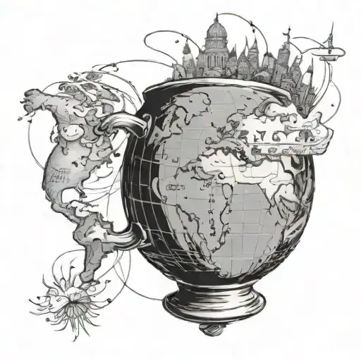 A Coffee Mug Morphing Into A Globe With Travel Destinations Marked On It