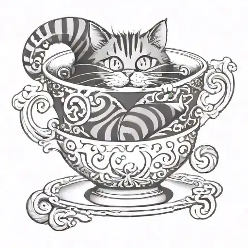Cheshire Cat Tea Cup Floating