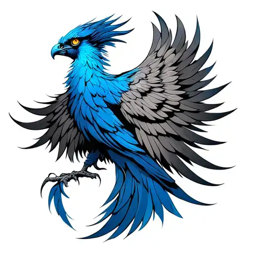 Blue Phoenix With The Eyes Of Ra And Horus