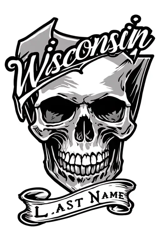 Wisconsin And Skull With Last Name Written