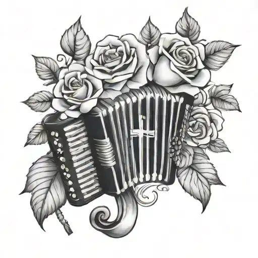 Roses With An Accordion And Cross And Croatian Grb Symbol