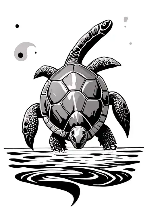 Turtle Tattoo With Semicolon