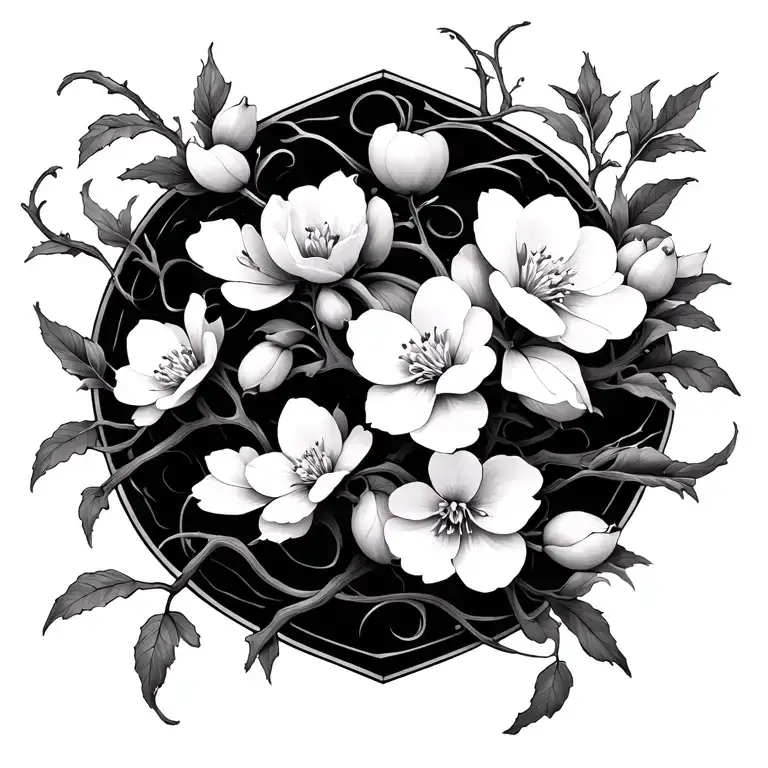 Cherry Blossoms And Vines Wrapped