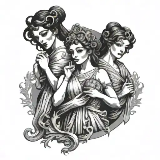 Hecate Greek Mythology Tattoo Represented By Three Women