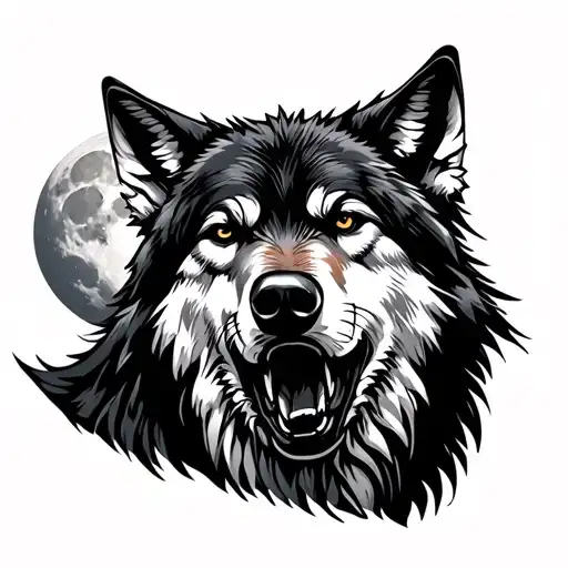 Wolf Siloutte Howling At The Moon Rising