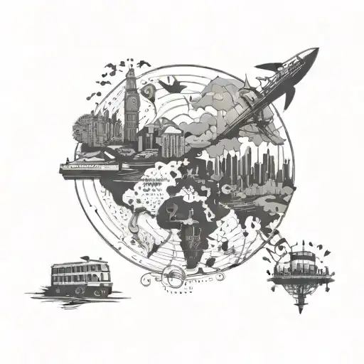 Travel Icons Marking The Places