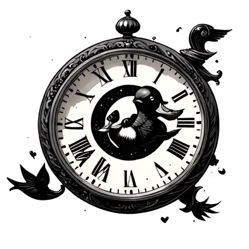 Clock With Rubber Duck Flying