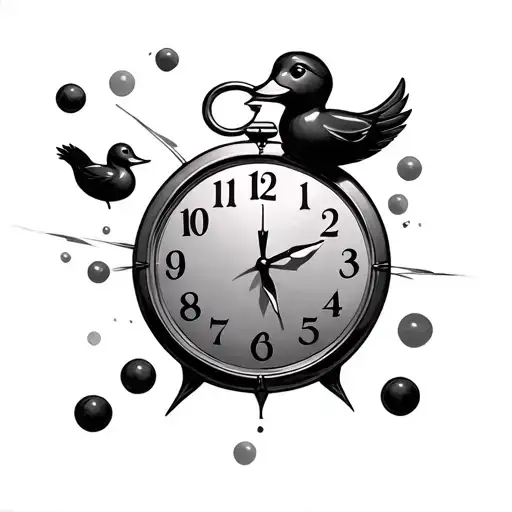 Clock With Rubber Duck Flying And Balls