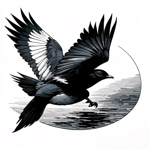 Bird Flying Towards The Horizon