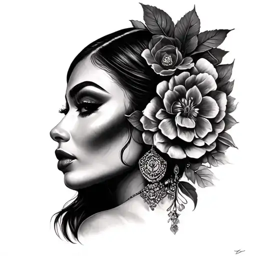 Chicana Black And Grey Cinematographic Hyperrealist