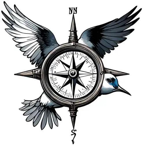 Compass With Swallow